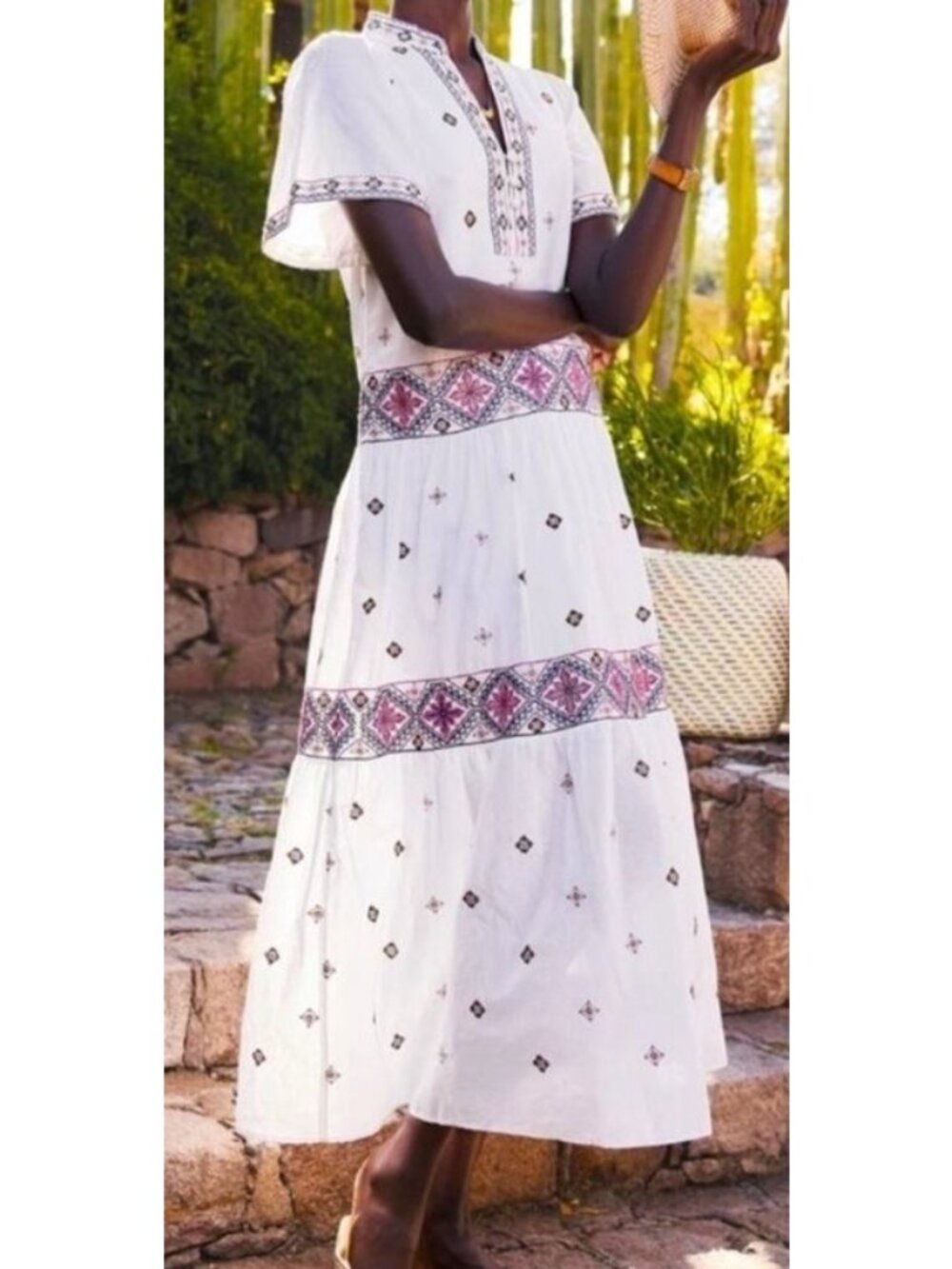 NWT Sundance Briella White Cotton Embroidered Maxi Dress Size XXL $198 [jb]